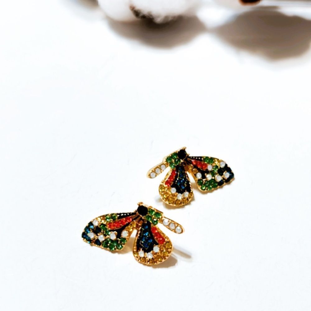 Butterfly stud earrings  N94 - Picture 3 of 6